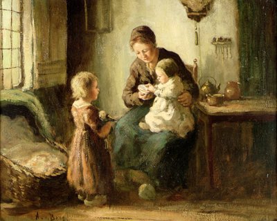 Spielen mit dem Baby, 19. Jahrhundert von Adolf Julius Berg